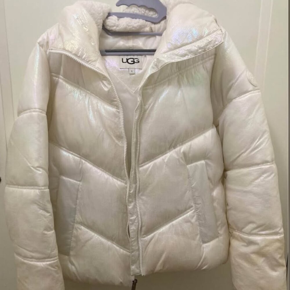 Women's Uggs white metallic, iridescent jacket, S